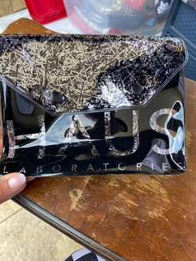 HAUS Laboratories Black Glossy Vinyl Envelope Clutch